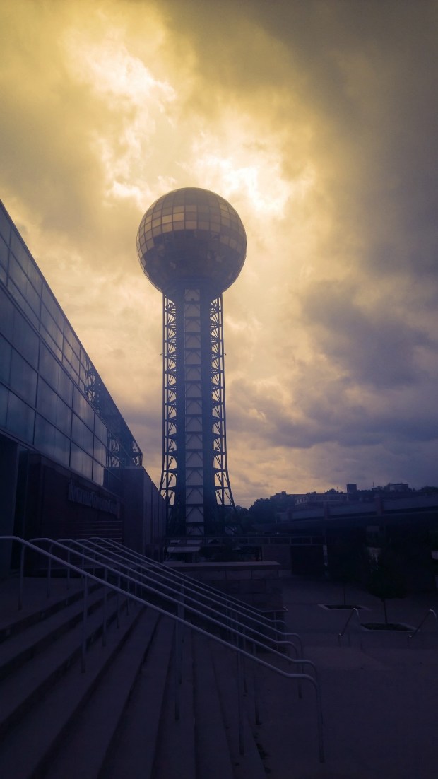 In Knoxville, Tennessee.  This picture is the Sunsphere which is the site of the 1982 World's Fair.